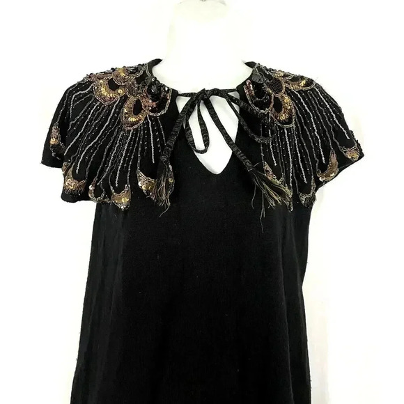 Nanette Lepore Kartika Mini Dress Sz S 100% Merino Wool Sequins Shoulder Classic - Picture 7 of 10